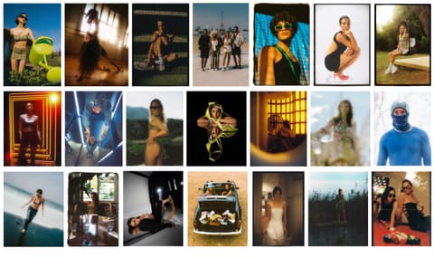 Collage de 20 fotos tipo portfolio con retratos y moda con estética cinematográfica de Victor Lecha